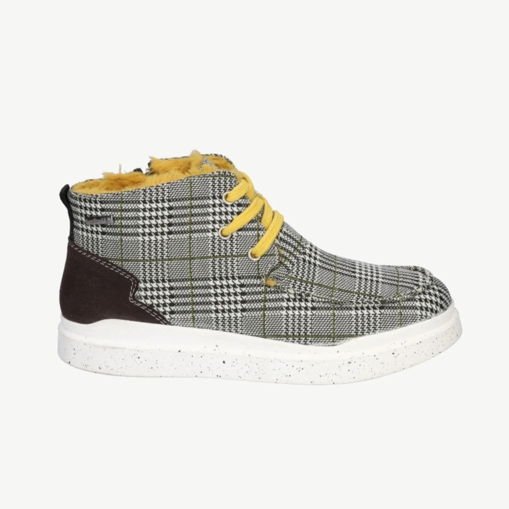 NEW Romika Plaid Houndstooth Pattern Ankle High Shoe Boots with Yellow Laces 37